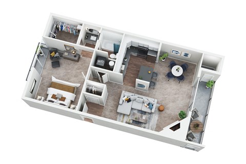 Floor plan for 1 bed, 1 bath, 750 sqft